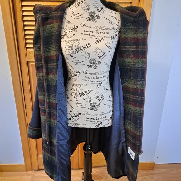 Vintage ELLABEE duffle Coat Womens Navy Blue Size L - Picture 7 of 9